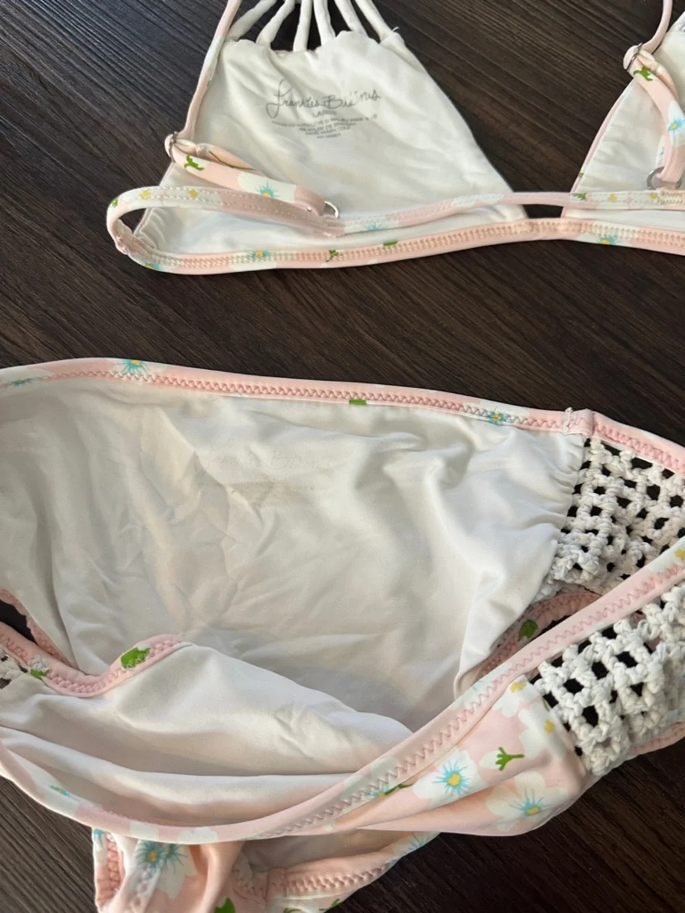 Frankie's Bikinis Cream and Pink Floral